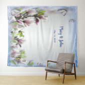 Elegante Paarse bloemen vlinder bruiloft achtergro Wandkleed (In Situ (horizontaal))