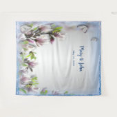 Elegante Paarse bloemen vlinder bruiloft achtergro Wandkleed (Voorkant (horizontaal))