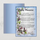 Elegante Paarse Bloemen Vlinder Veiligheidsmaatreg Informatiekaartje (Voorkant / Achterkant)