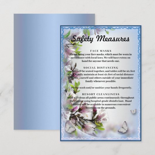 Elegante Paarse Bloemen Vlinder Veiligheidsmaatreg Informatiekaartje (Voorkant / Achterkant)