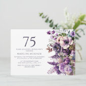 Elegante paarse bloemen Volwassene 75e verjaardag Kaart (Staand voorkant)