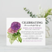 Elegante Paarse bloemen Waterverf begrafenis Kaart (Staand voorkant)