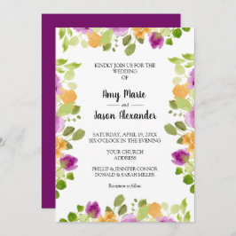 Elegante Paarse Bloemen Waterverf Kaart