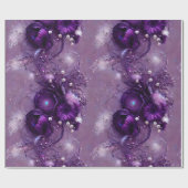 Elegante Paarse Bloemen, Zilverachtig, & Parel Cadeaupapier (Vlak)