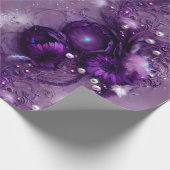 Elegante Paarse Bloemen, Zilverachtig, & Parel Cadeaupapier (Hoek)