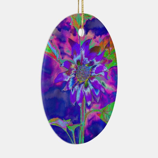 Elegante paarse bloemen zonnebloem keramisch ornament (Rechts)