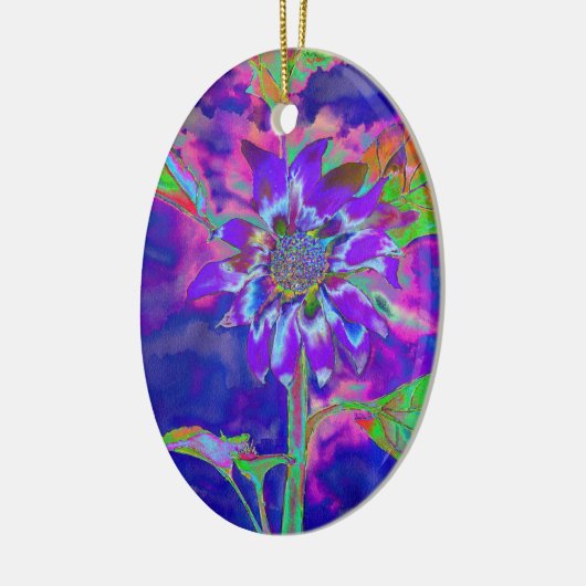 Elegante paarse bloemen zonnebloem keramisch ornament (Links)