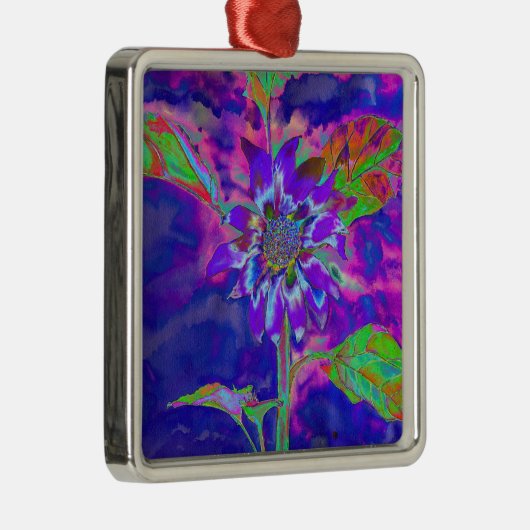 Elegante paarse bloemen zonnebloem metalen ornament (Rechts)