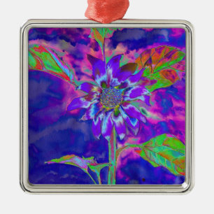 Elegante paarse bloemen zonnebloem metalen ornament
