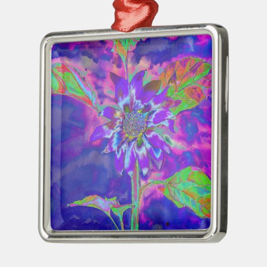 Elegante paarse bloemen zonnebloem metalen ornament (Links)