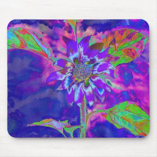 Elegante paarse bloemen zonnebloem muismat (Voorkant)