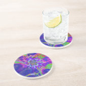 Elegante paarse bloemen zonnebloem zandsteen onderzetter (Zijkant)