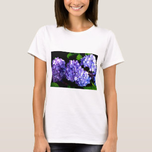 Elegante paarse bloemenblauwe paarse hortensia's t-shirt