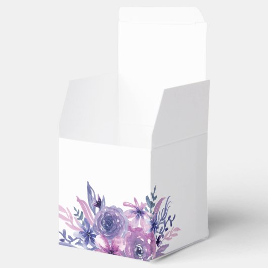 Elegante Paarse bloemenbruiloft Bedankdoosjes (Geopend)