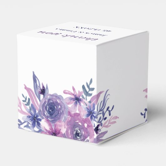 Elegante Paarse bloemenbruiloft Bedankdoosjes (Achterkant)