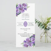 Elegante Paarse bloemenbruiloft Kaart (Staand voorkant)
