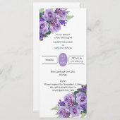 Elegante Paarse bloemenbruiloft Kaart (Voorkant / Achterkant)