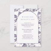 Elegante Paarse bloemenbruiloft receptie Kaart (Voorkant)