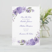 Elegante Paarse bloemenbruiloft save the date Kaart (Staand voorkant)