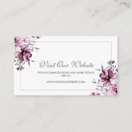 Elegante Paarse bloemenbruiloft website Informatiekaartje