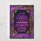 Elegante paarse bloemendamast faux gouden kerst kaart (Voorkant)