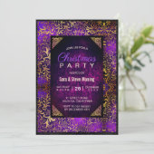 Elegante paarse bloemendamast faux gouden kerst kaart (Staand voorkant)