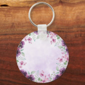 Elegante paarse bloemengeboortedagsuitnodiging sleutelhanger (Achterkant)