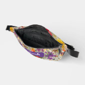 Elegante paarse bloemengrijze patroonmonogram slin heuptasje (Open)