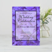 Elegante paarse bloemenhortensia bruiloft kaart (Staand voorkant)