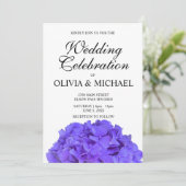 Elegante paarse bloemenhortensia bruiloft kaart (Staand voorkant)