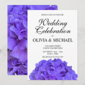 Elegante paarse bloemenhortensia bruiloft kaart (Voorkant / Achterkant)