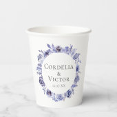 Elegante Paarse Bloemenkrans bruiloft Custom Papieren Bekers (Achterkant)
