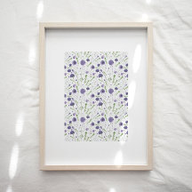 Elegante Paarse bloemenmotief art print