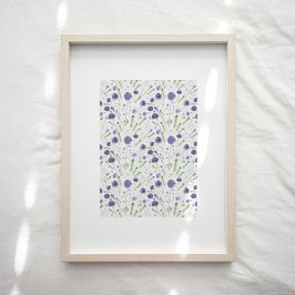 Elegante Paarse bloemenmotief art print