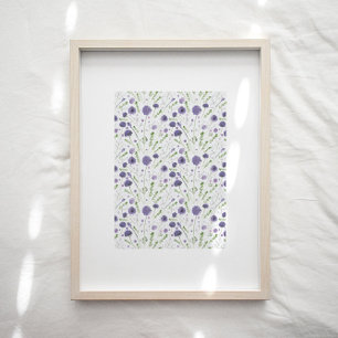 Elegante Paarse bloemenmotief art print