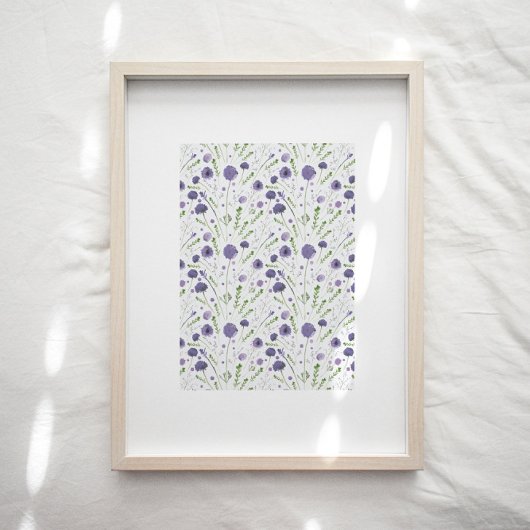 Elegante Paarse bloemenmotief art print