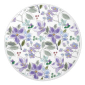 Elegante Paarse bloemenpatroonlade Keramische Knop (Voorkant)