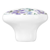 Elegante Paarse bloemenpatroonlade Keramische Knop (Zijkant)