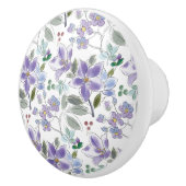 Elegante Paarse bloemenpatroonlade Keramische Knop (Rechts)