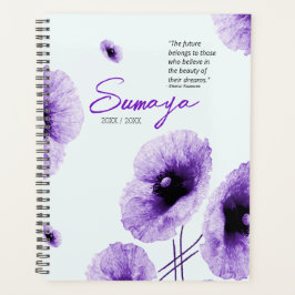 Elegante Paarse Bloemenspiraal Planner Aanpasbaar