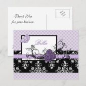 Elegante paarse bloemenzaak ThankYou Kaarten (Voorkant / Achterkant)