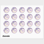 Elegante paarse bloemige babyshower ronde sticker (Vel)