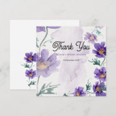 Elegante paarse bloemige bedankkaart (Voorkant / Achterkant)