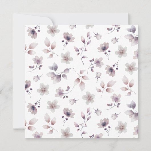 Elegante Paarse Bloemige Bruiloft Kaart (Achterkant)