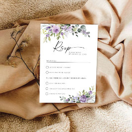 Elegante Paarse Bloemige Bruiloft Met Keuze Uit Ma RSVP Kaartje