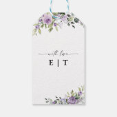 Elegante Paarse Bloemige Cadeaubijsluiter Cadeaulabel (Achterkant)