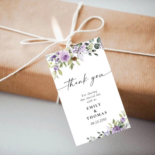 Elegante Paarse Bloemige Cadeaubijsluiter Cadeaulabel