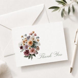Elegante Paarse Bloemige Dankjewel Notitiekaartje