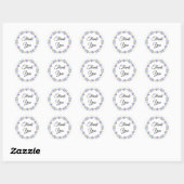 Elegante Paarse Bloemige Dankjewel Ronde Sticker (Vel)