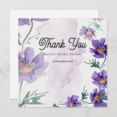 Elegante paarse bloemige dankkaart bedankkaart (Voorkant / Achterkant)